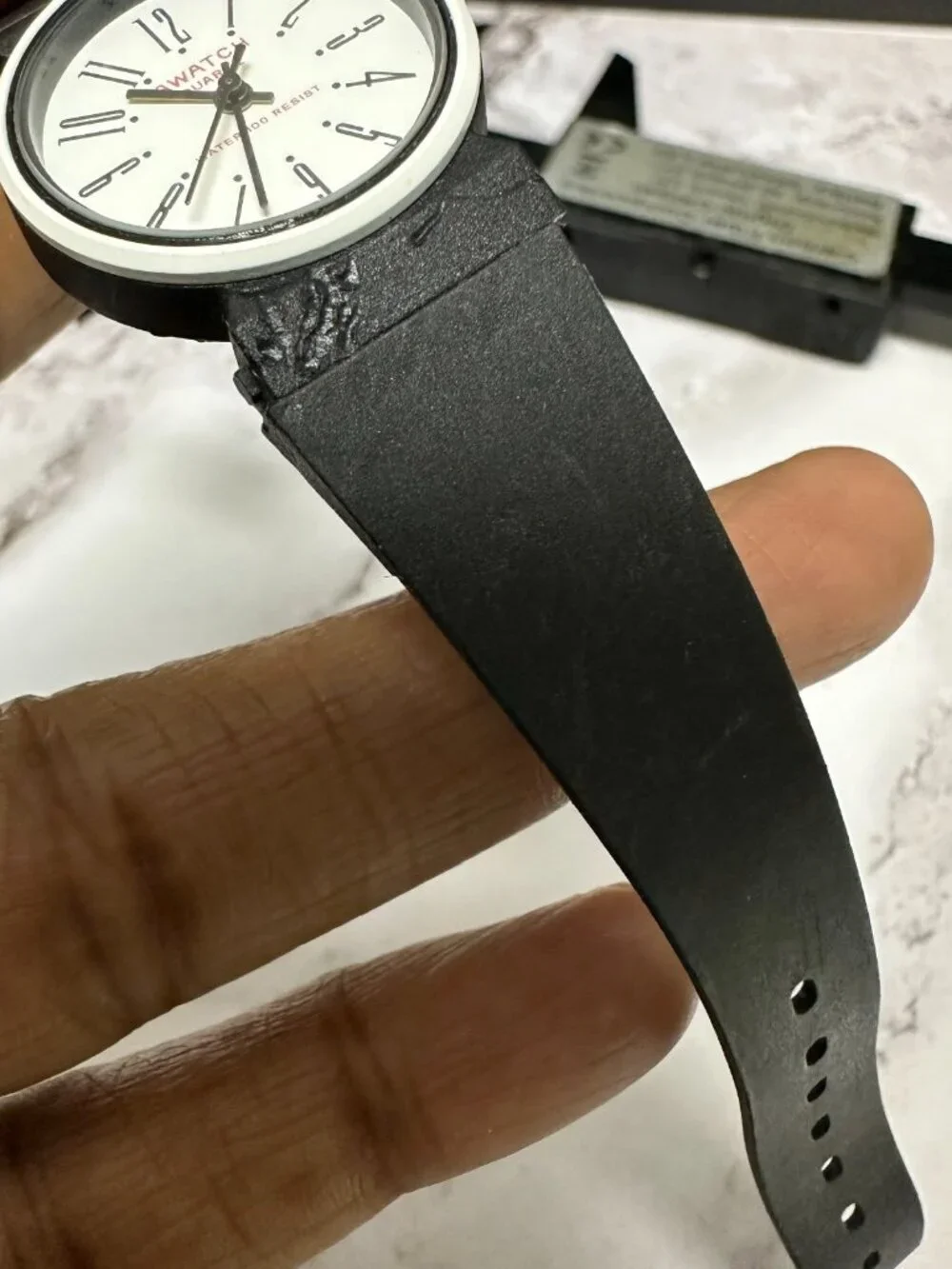 3/$30 AWATCH Womens Watch White Dial 24MM  Black Resin Band New Battery 8.5